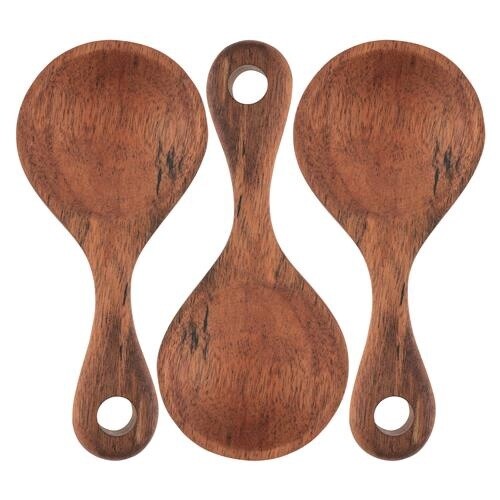 SHORT WOOD SERVING SPOONS