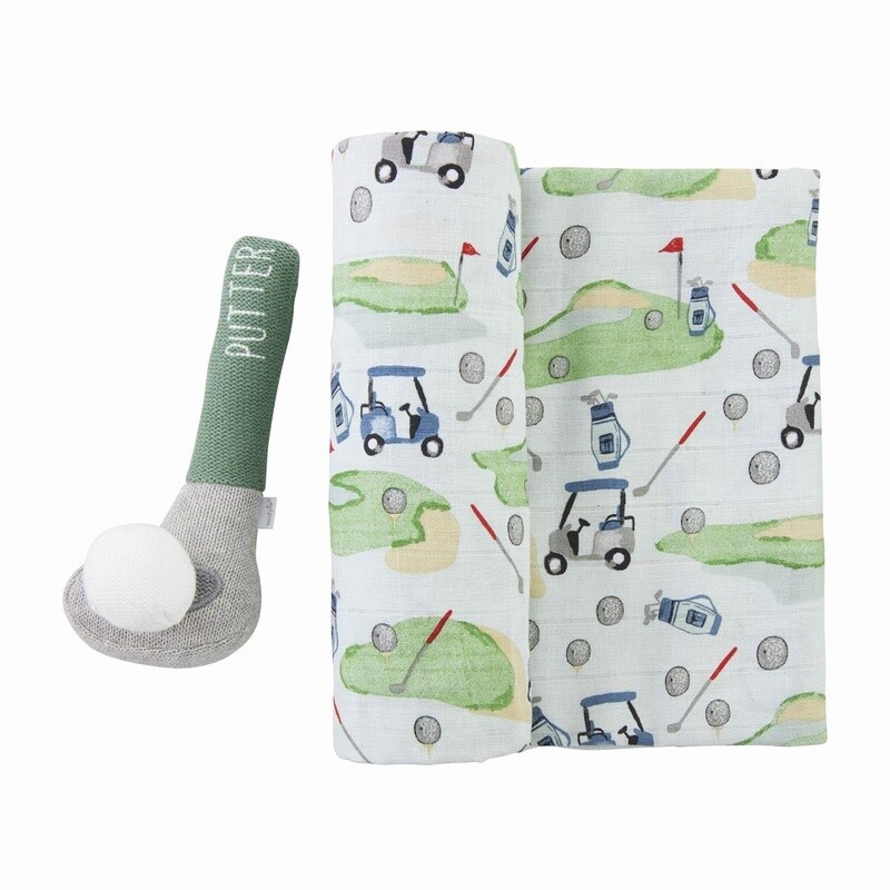 GOLF SWADDLE &amp; RATTLE SET