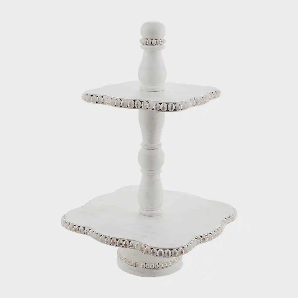 WHITE BEADED TIERED SERVER