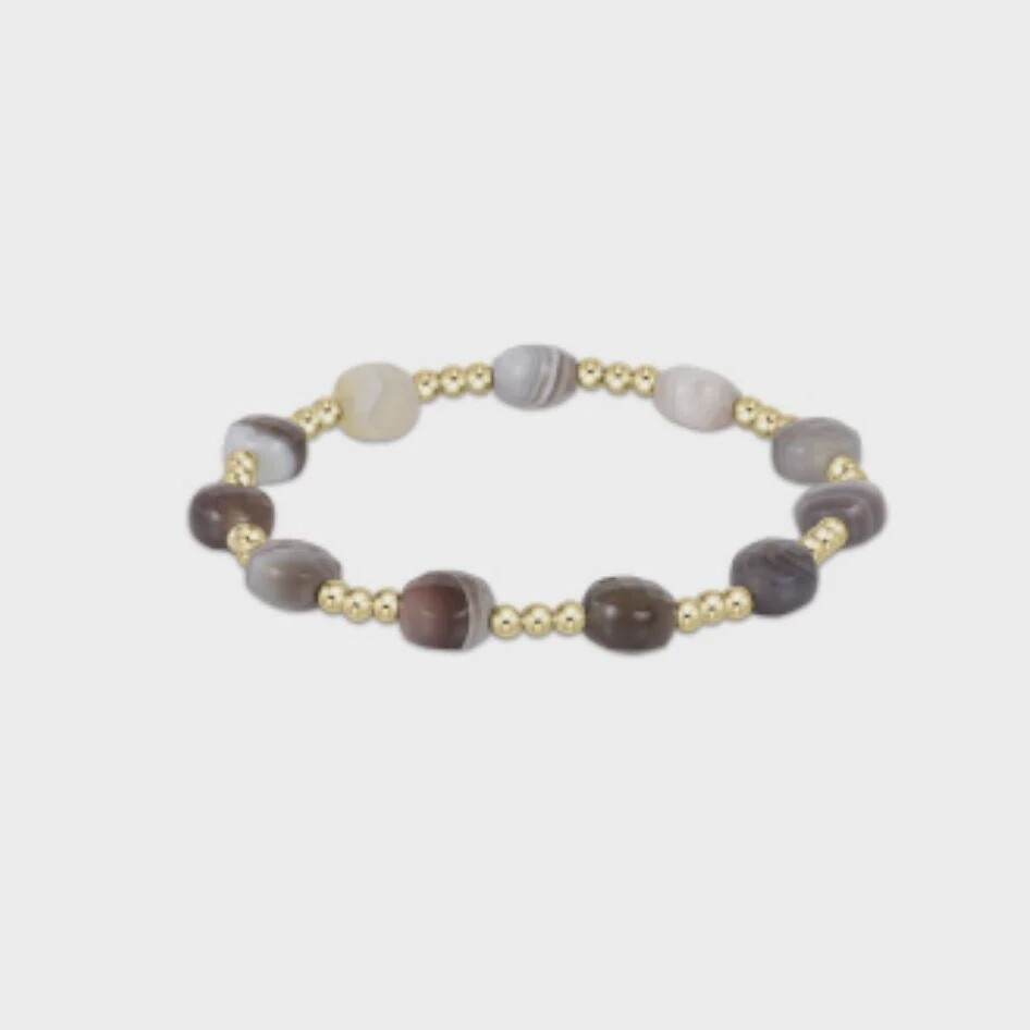 Admire Gold 3mm Bead Bracelet - Botswana Agate
