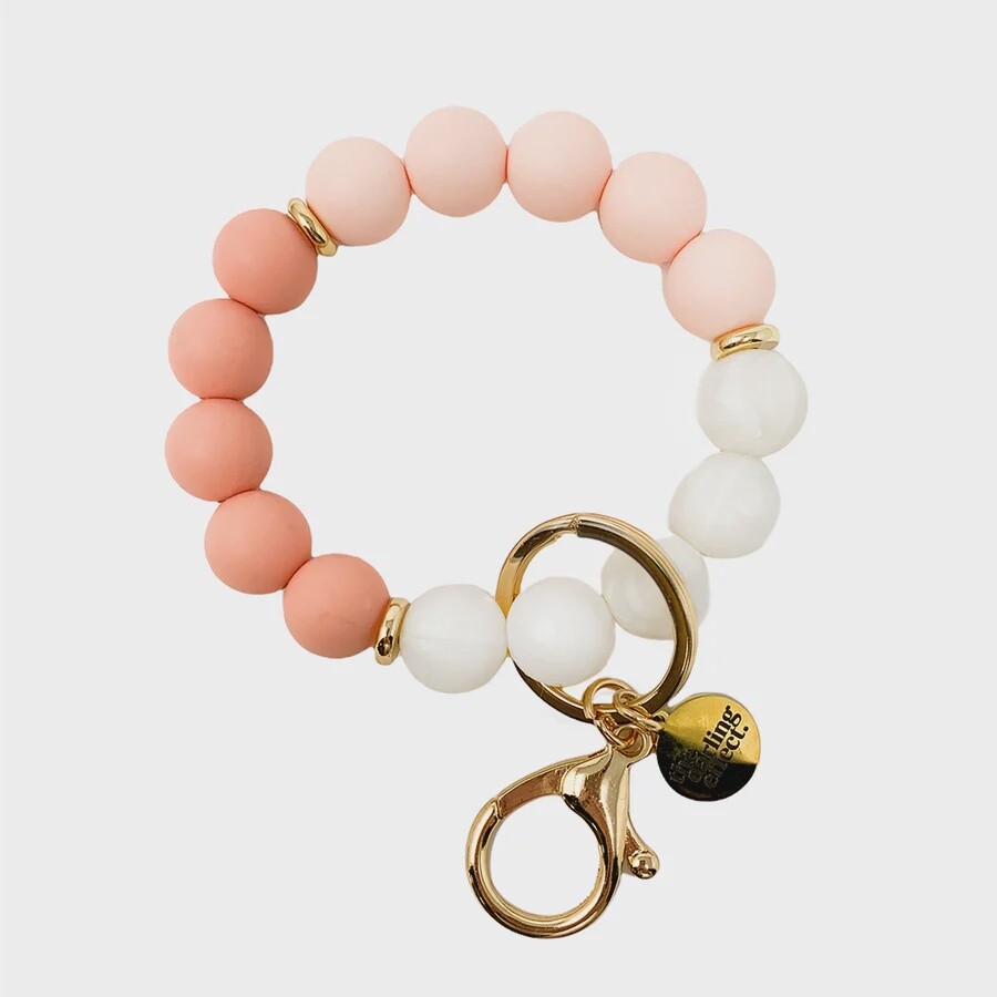 Hands-Free Silicone Beaded Keychain Wristlet - Rosé All Day
