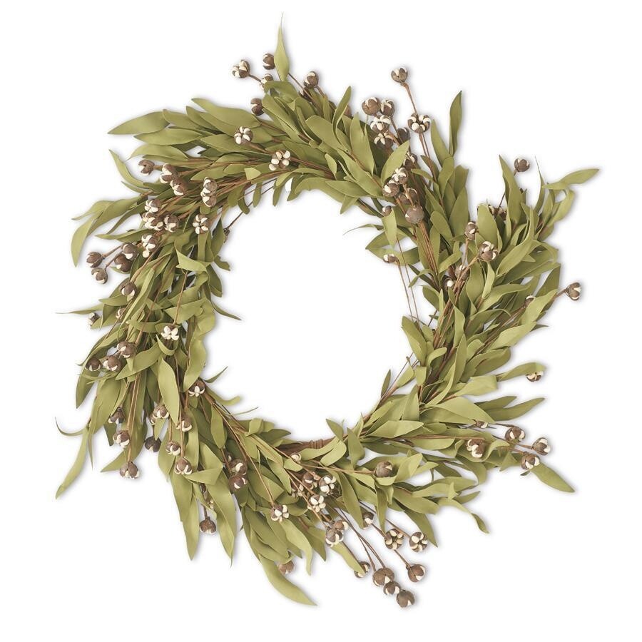 22 Inch Cream Bud Wreath w/Eva Foliage