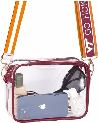 Bridget Clear Purse with Patterned Shoulder Straps - Virginia Tech