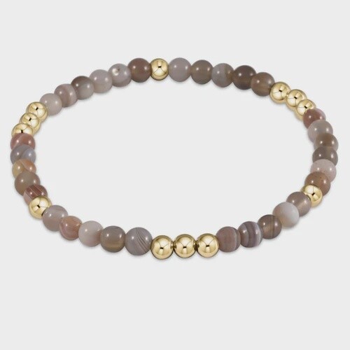 Worthy Pattern 4mm Bead Bracelet -Matte Botswana Agate