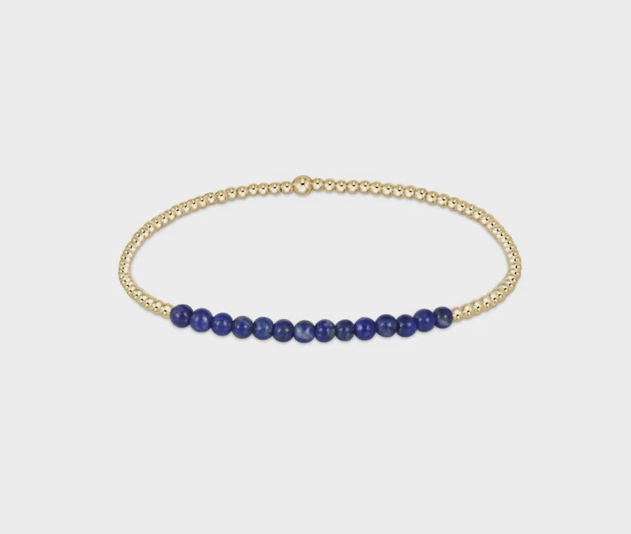 Gold Bliss 2mm Bead Bracelet - Lapis
