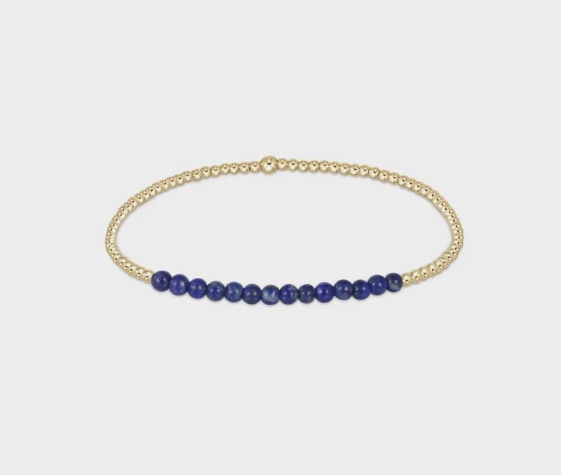 Gold Bliss 2mm Bead Bracelet - Lapis