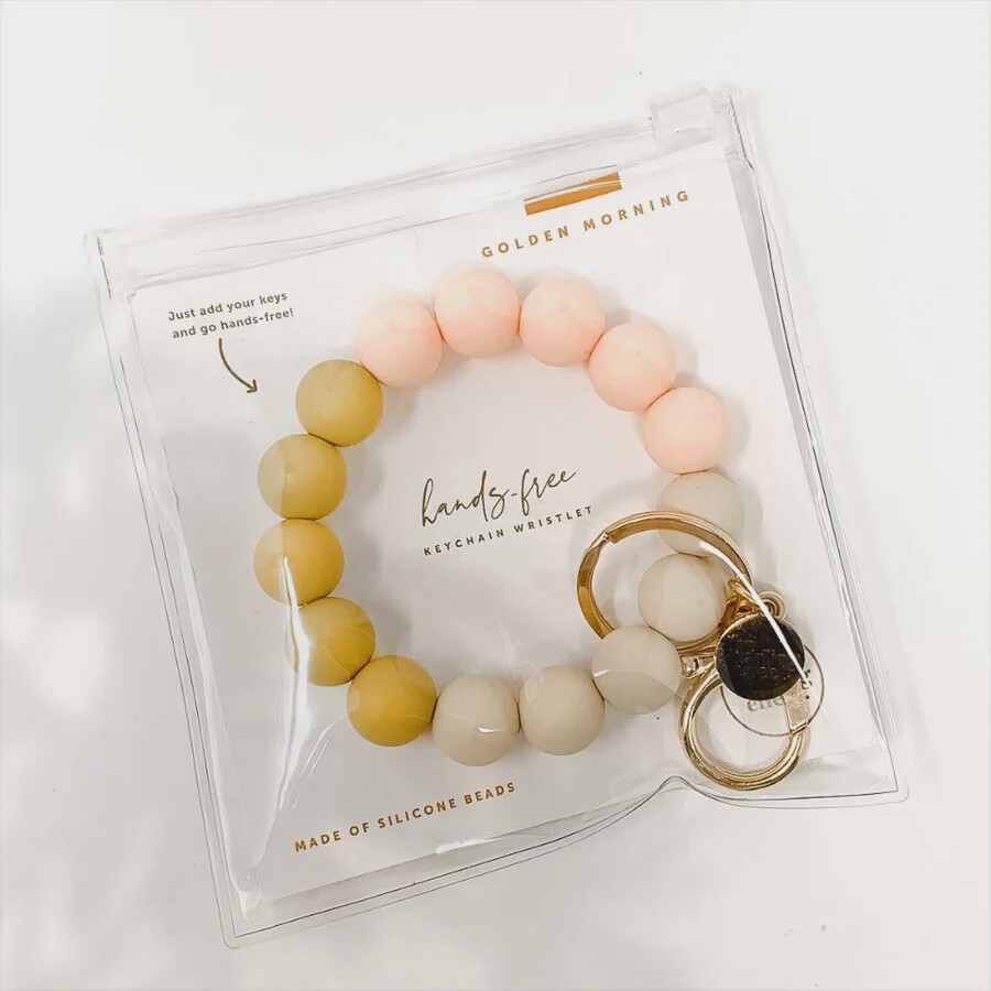 Hands-Free Silicone Beaded Keychain Wristlet - Golden Morning