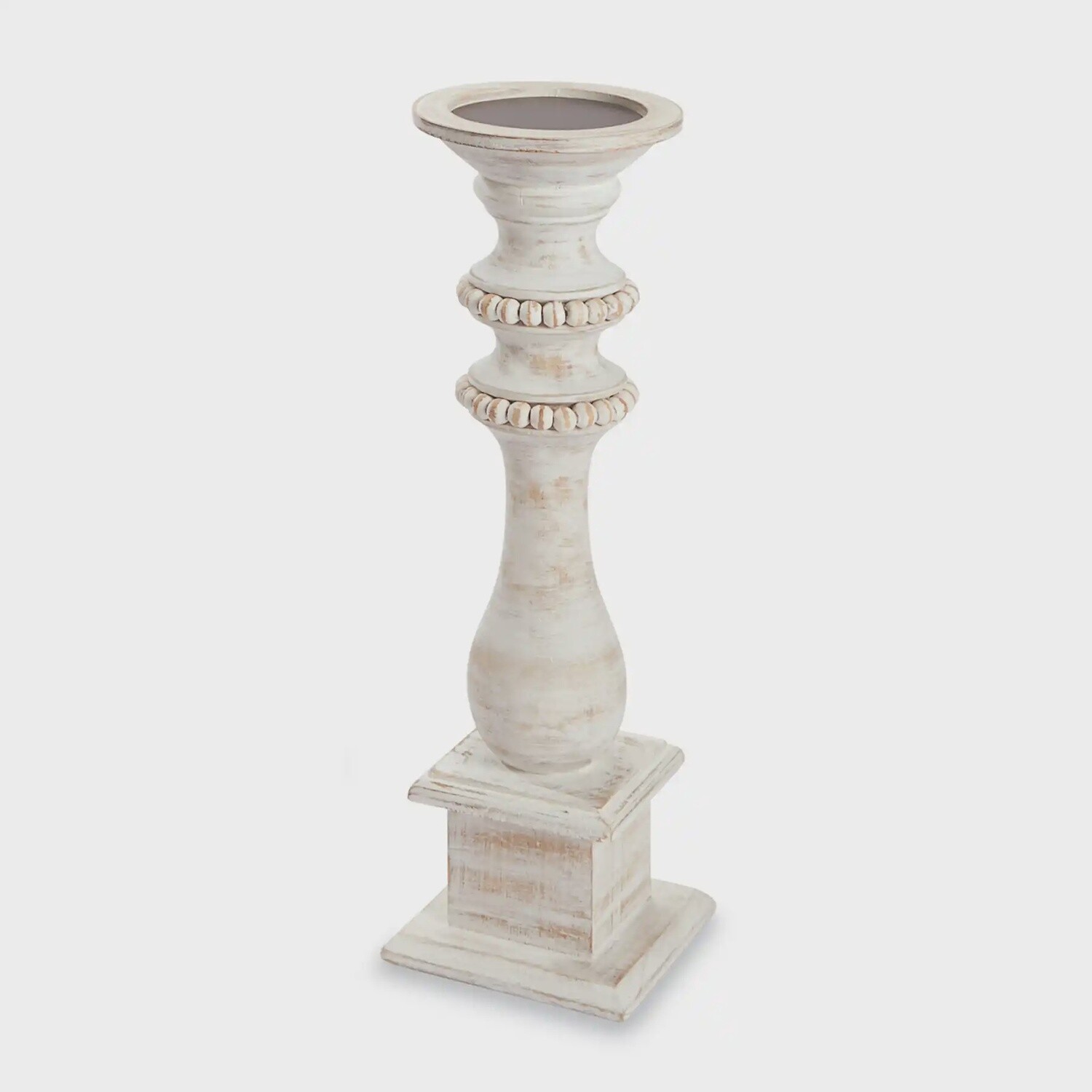 SMALL WHITE WOOD CANDLESTICK