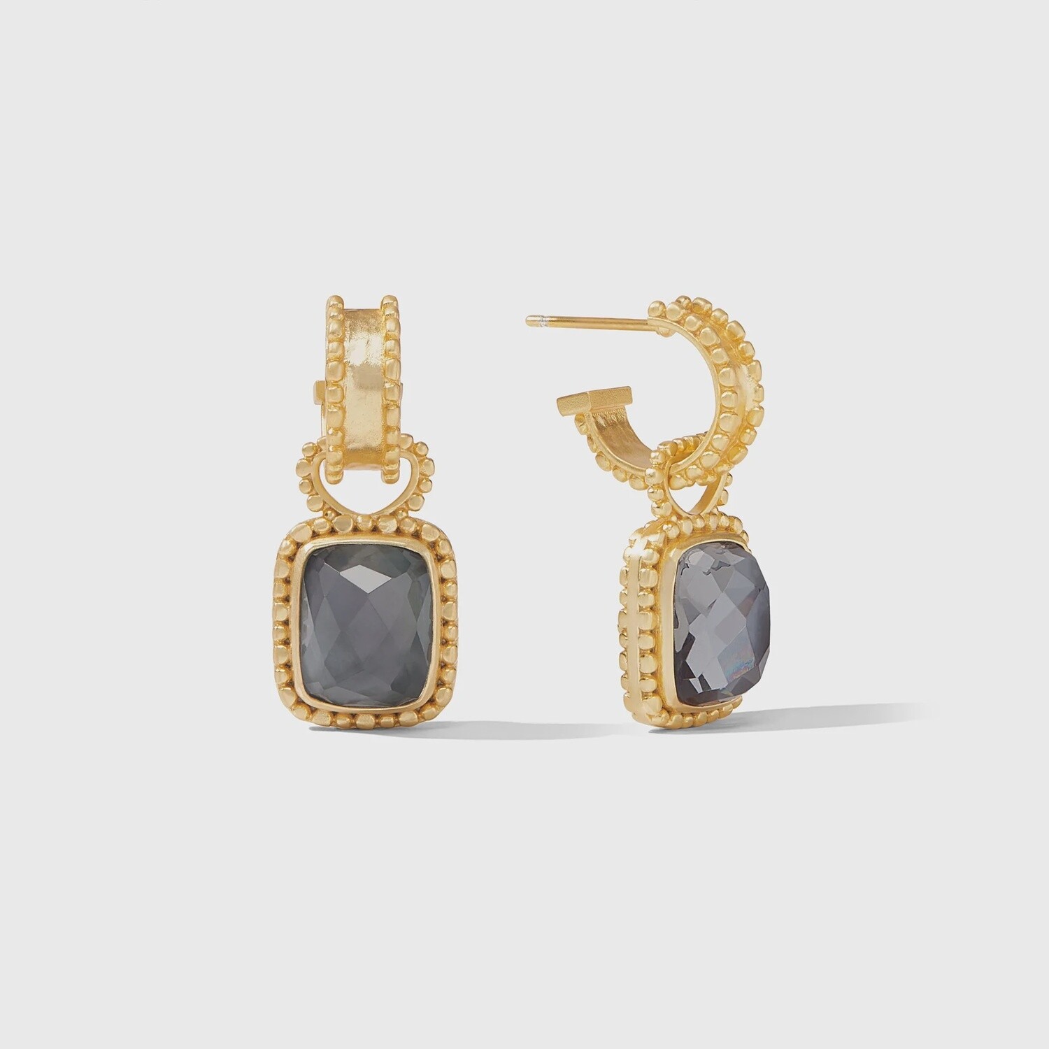 Marbella Hoop &amp; Charm Earrings, Colour: Iridescent Charcoal Blue