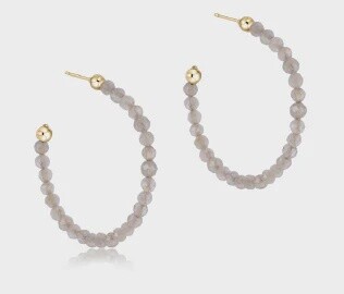Beaded Gemstone 1.25&quot; Post Hoop - 3mm Labradorite