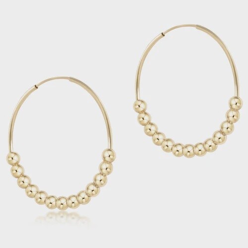 Classic Beaded 1.25&quot; Bliss Hoop - 4mm gold