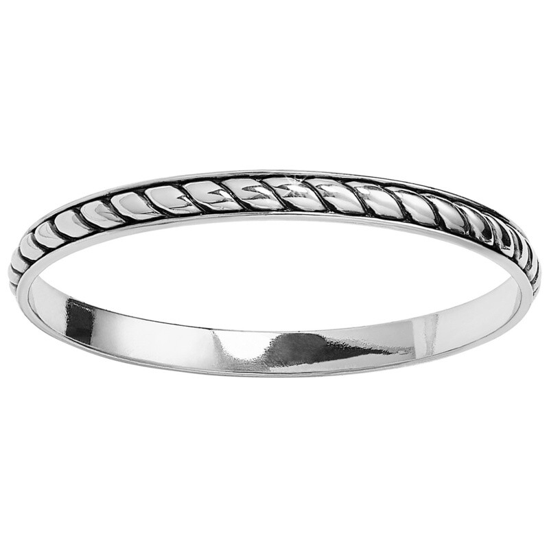 Southwest Dream Plaza Flat Rope Bangle - Silver