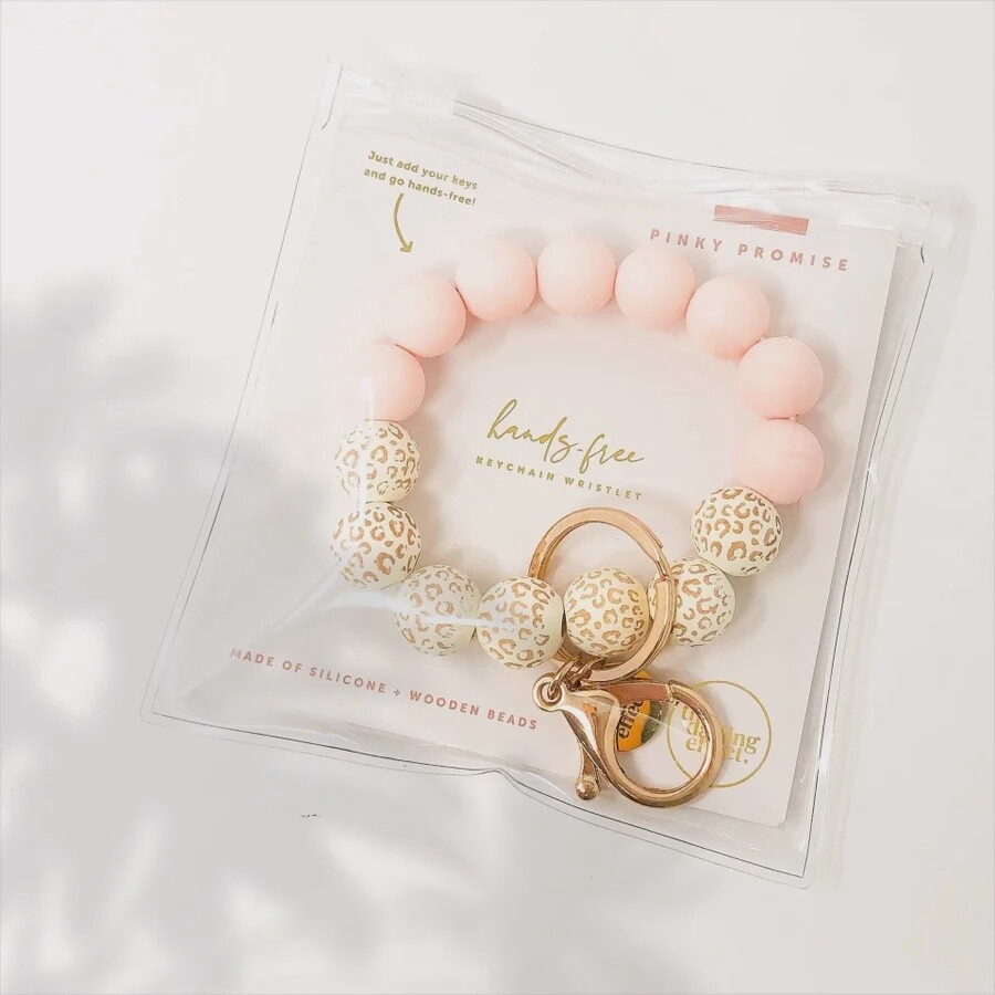 Hands-Free Silicone Beaded Keychain Wristlet - Pinky Promise