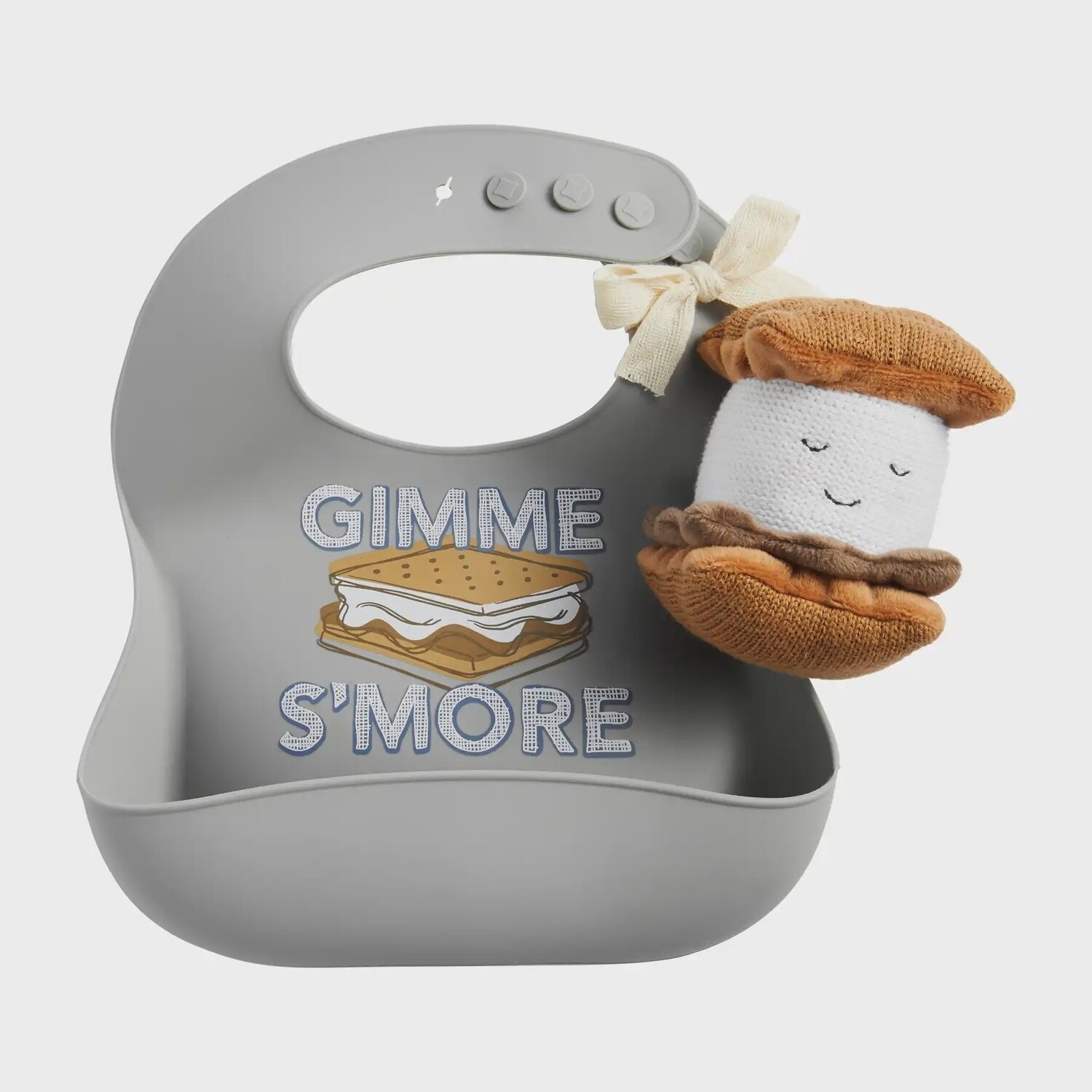 S&#39;MORES SILICONE BIB AND RATTLE SET