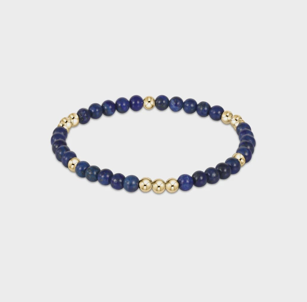 Worthy Pattern 4mm Bead Bracelet -Lapis