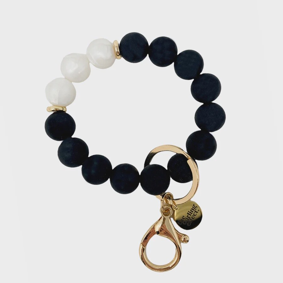 Hands-Free Silicone Beaded Keychain Wristlet - Midnight Glam