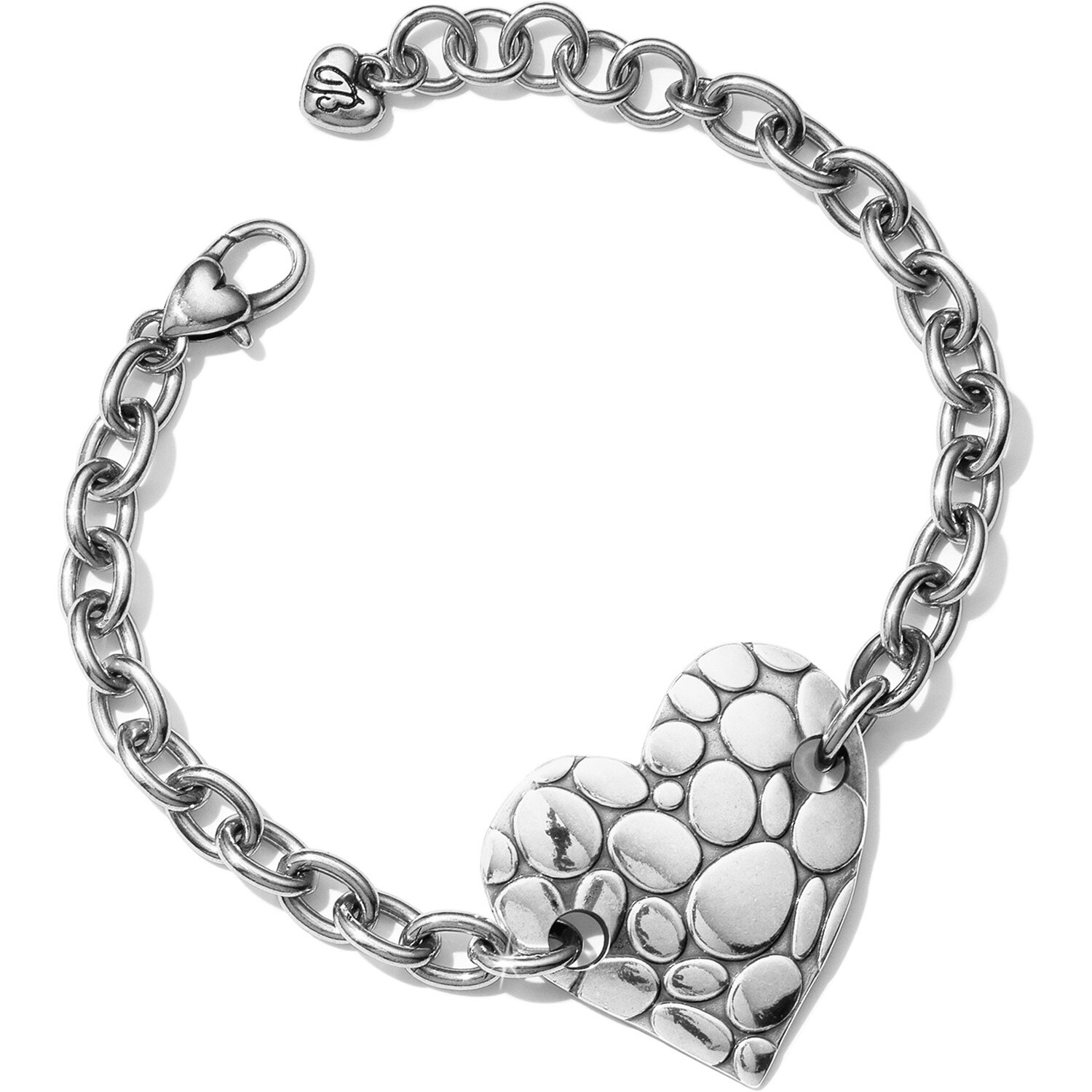 Pebble Heart Chain Bracelet - Silver