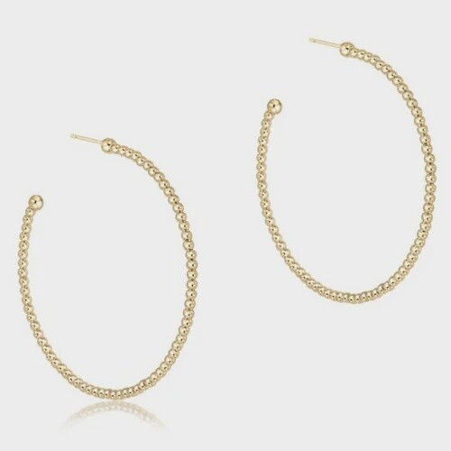 Beaded Classic 1.75&quot; Post Hoop - 2mm Gold