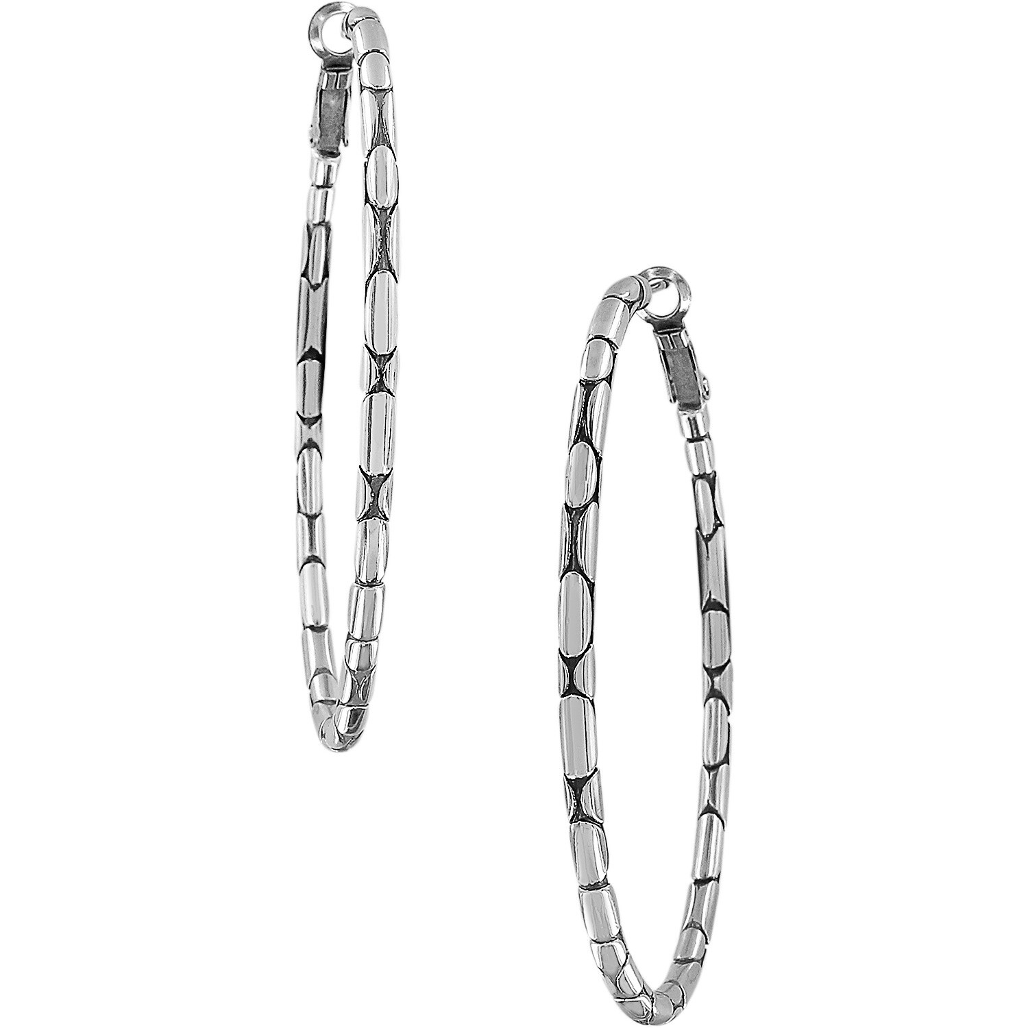 Pebble Large Oval Hoop Earrings - Silver