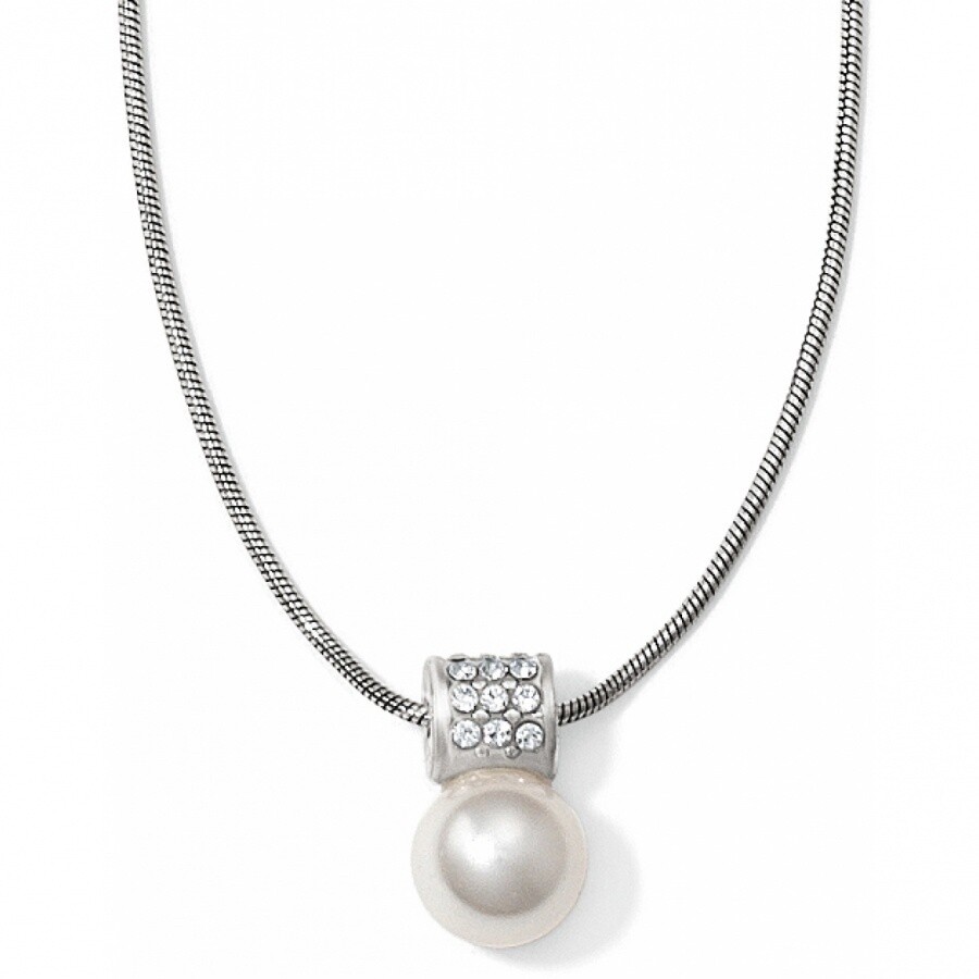 Meridian Petite Pearl Necklace - Silver-White