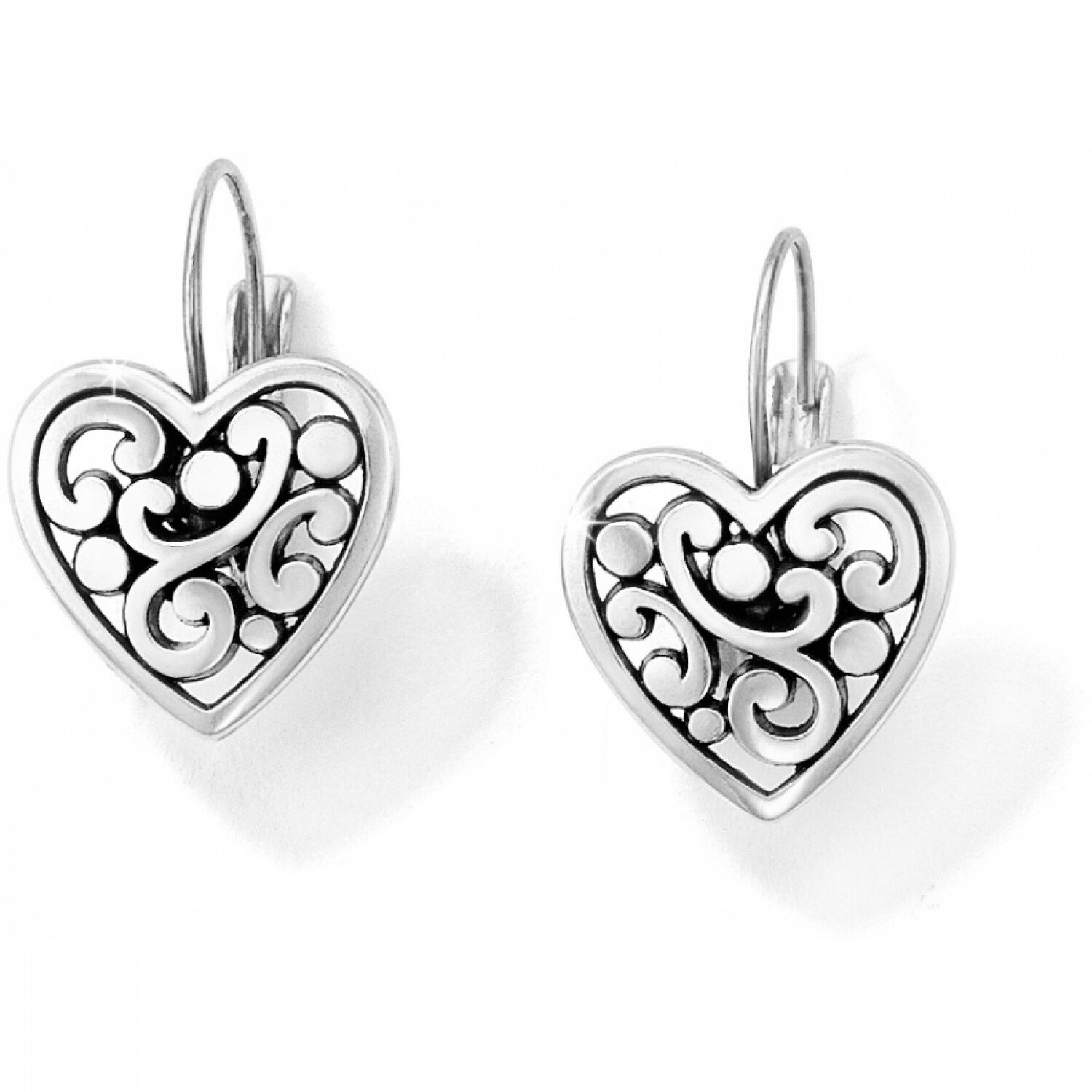 Contempo Heart Leverback Earrings - Silver