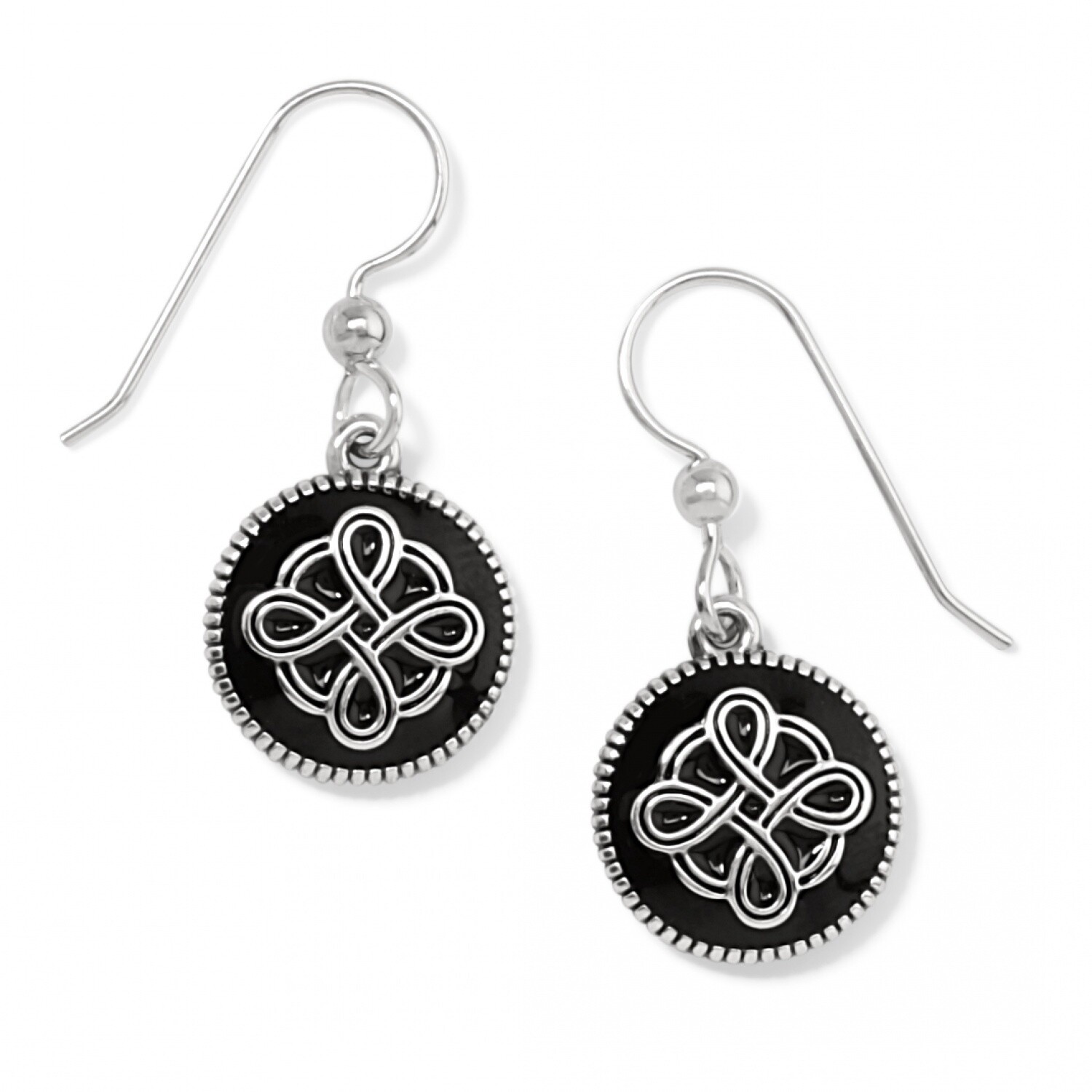 Interlok Noir French Wire Earrings Black-Silver