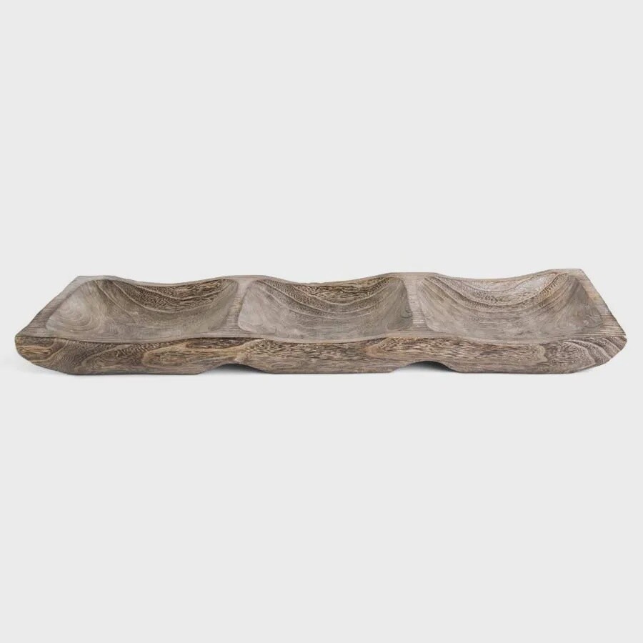 Rectangular Paulownia Wood Divided Tray