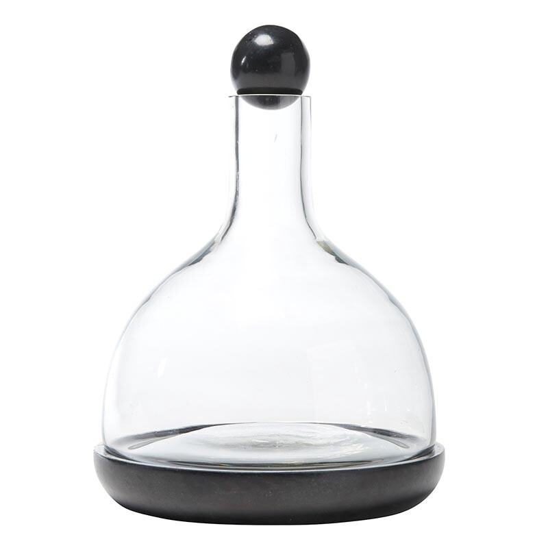 Black Marble &amp; Glass Wine Carafe