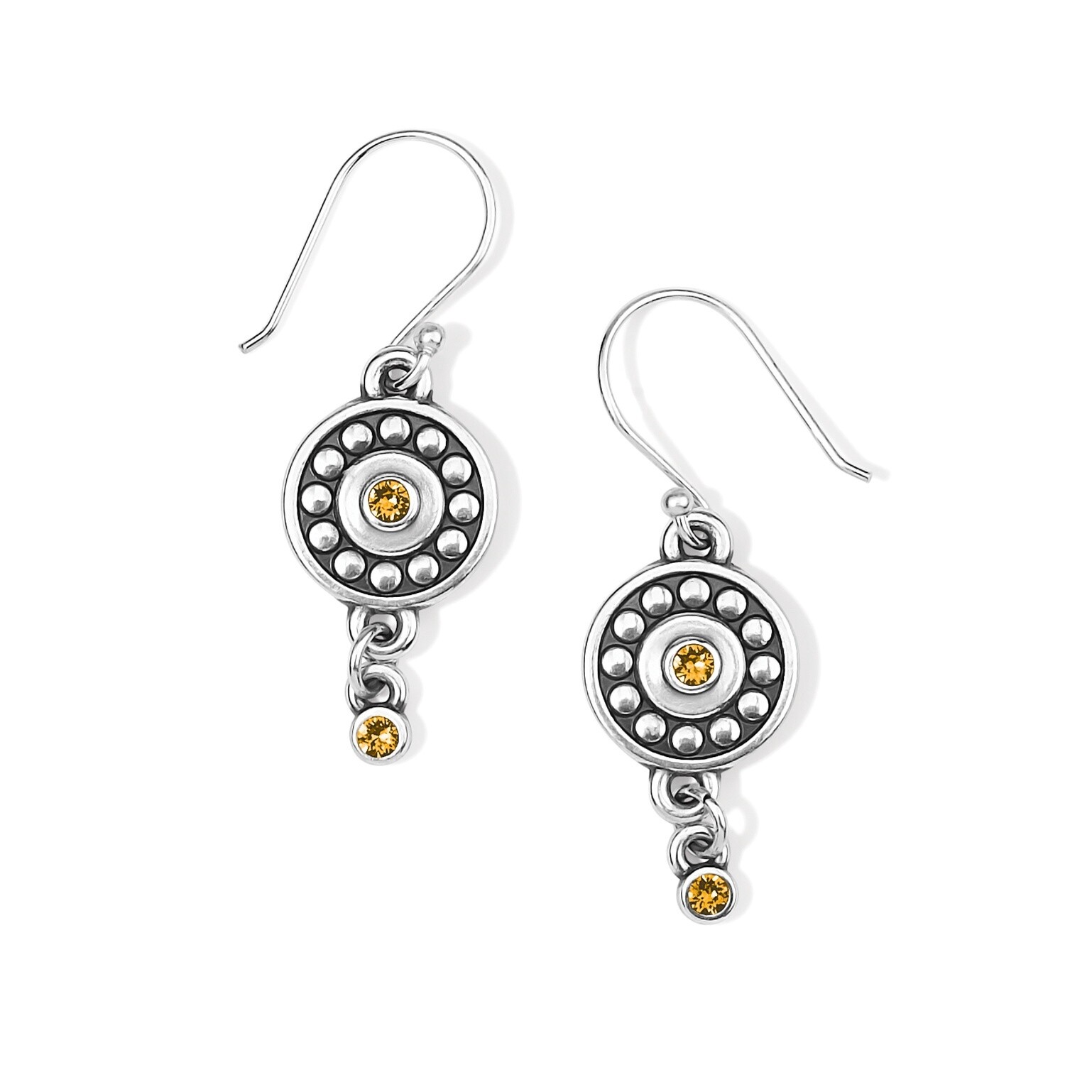 DNR-Pebble Dot Medali Reversible French Wire Earrings - November-Topaz