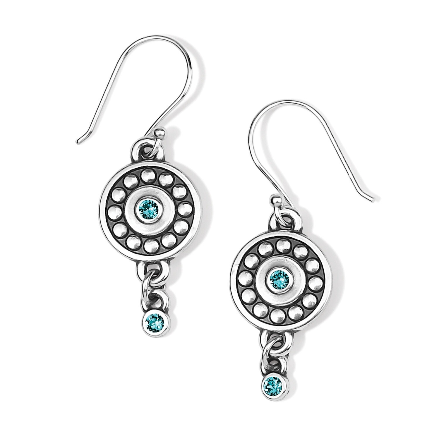 DNR-Pebble Dot Medali Reversible French Wire Earrings - December-Zircon