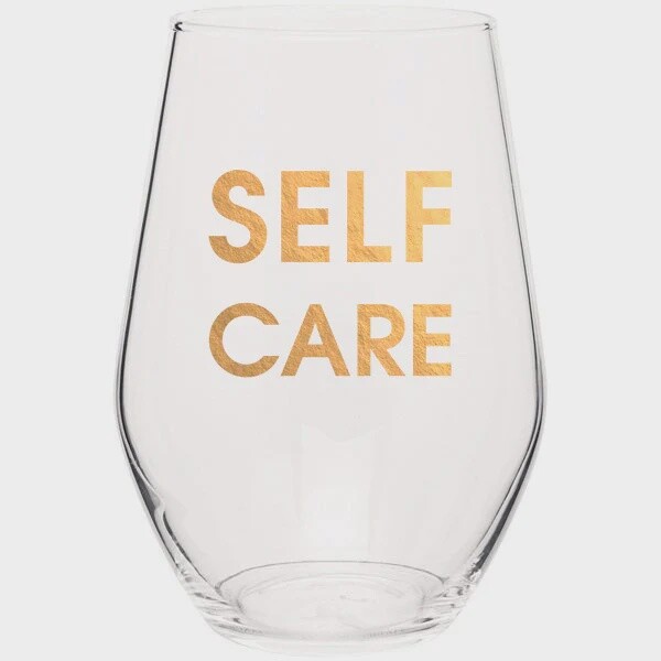 Self Care - Gold Foil Stemless Wine Glass