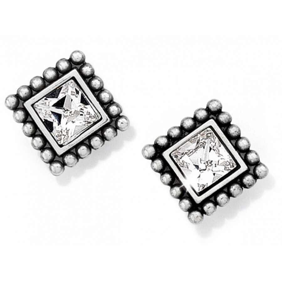Sparkle Square Mini Post Earrings - Silver