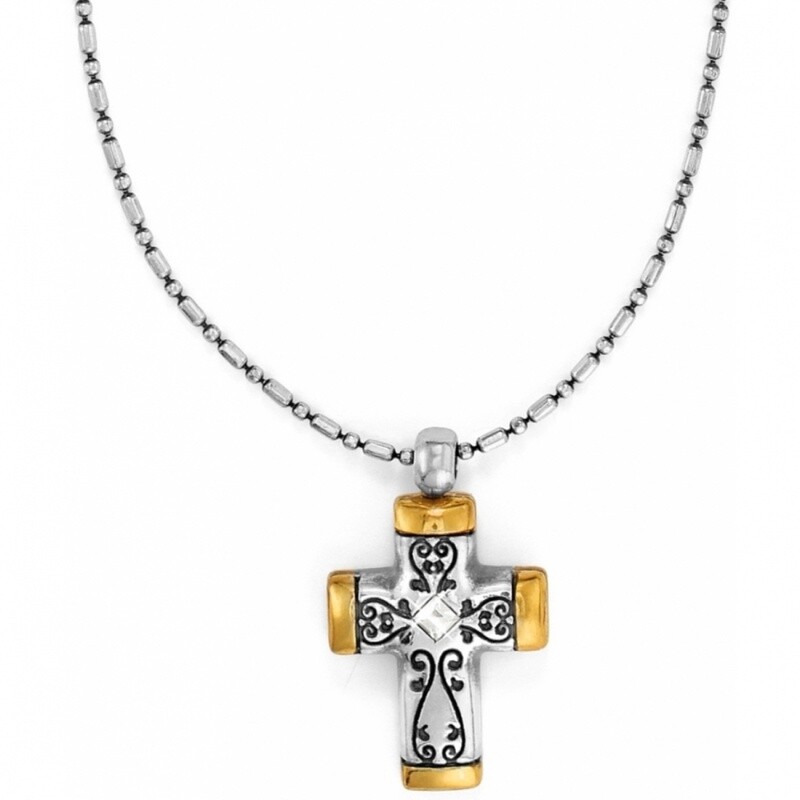 Venezia Petite Cross Necklac Silver-Gold