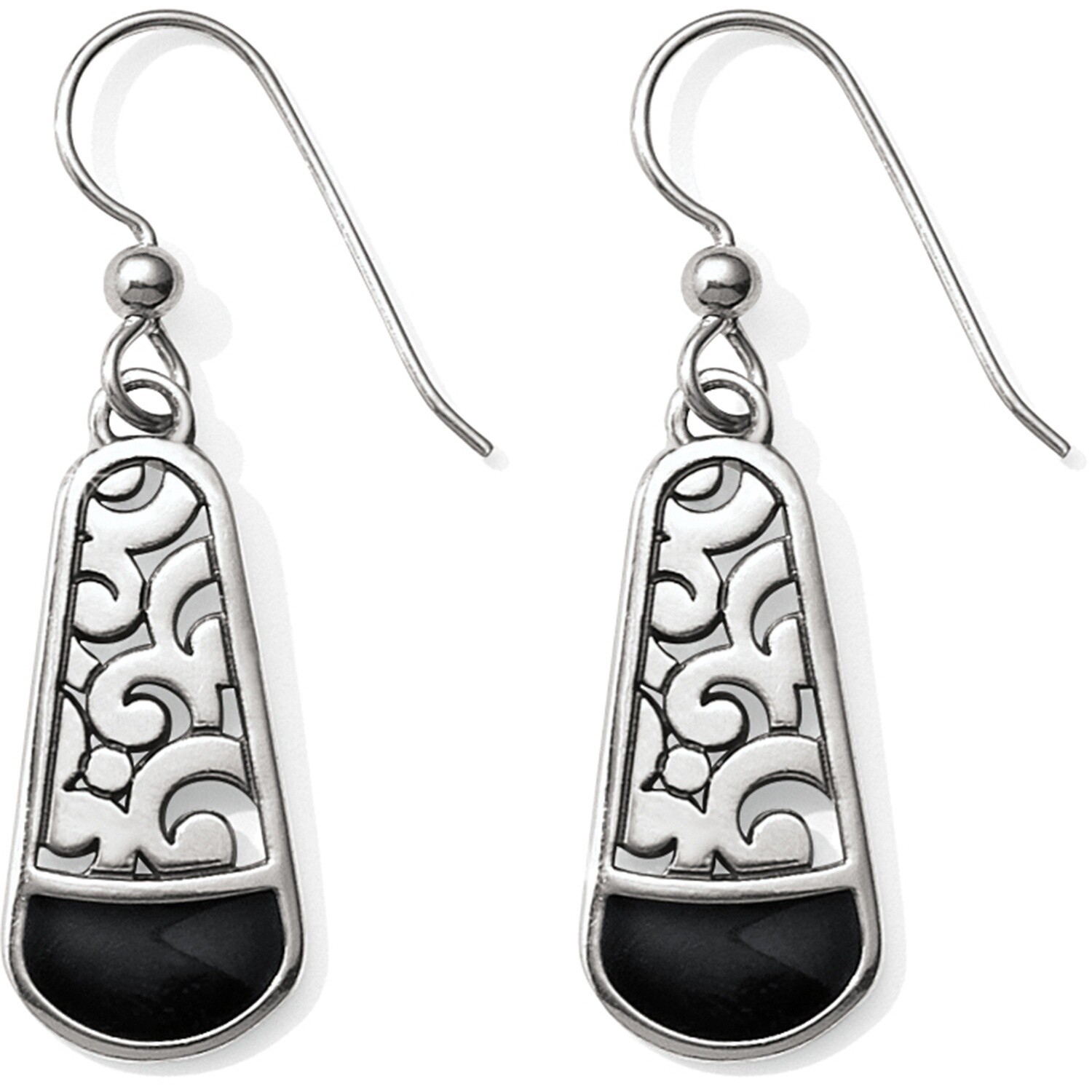 Catania French Wire Earrings - Silver Black