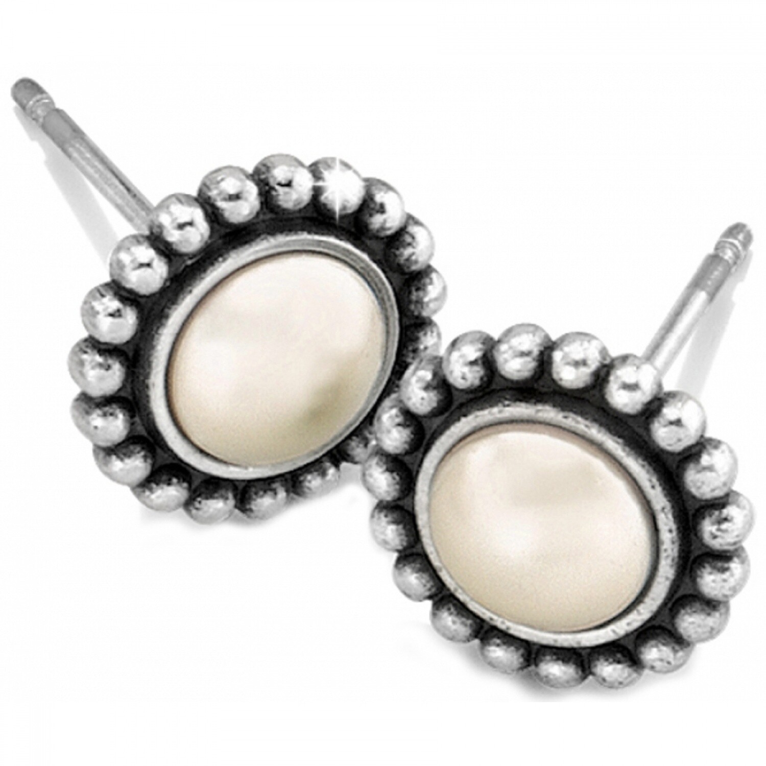 Luster Mini Post Earrings Silver-Pearl