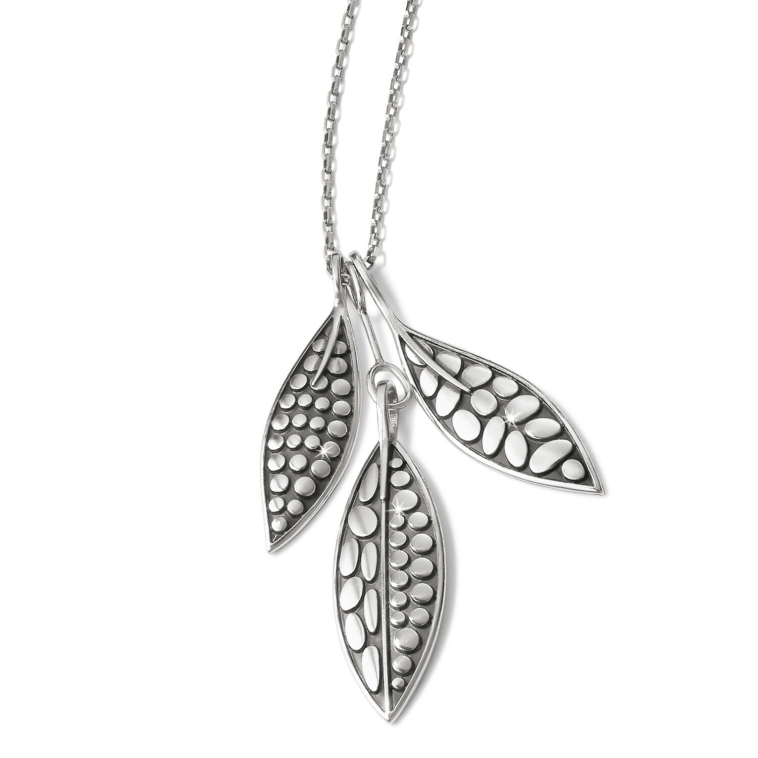 Pebble Leaf Convertible Trio Necklace - Silver