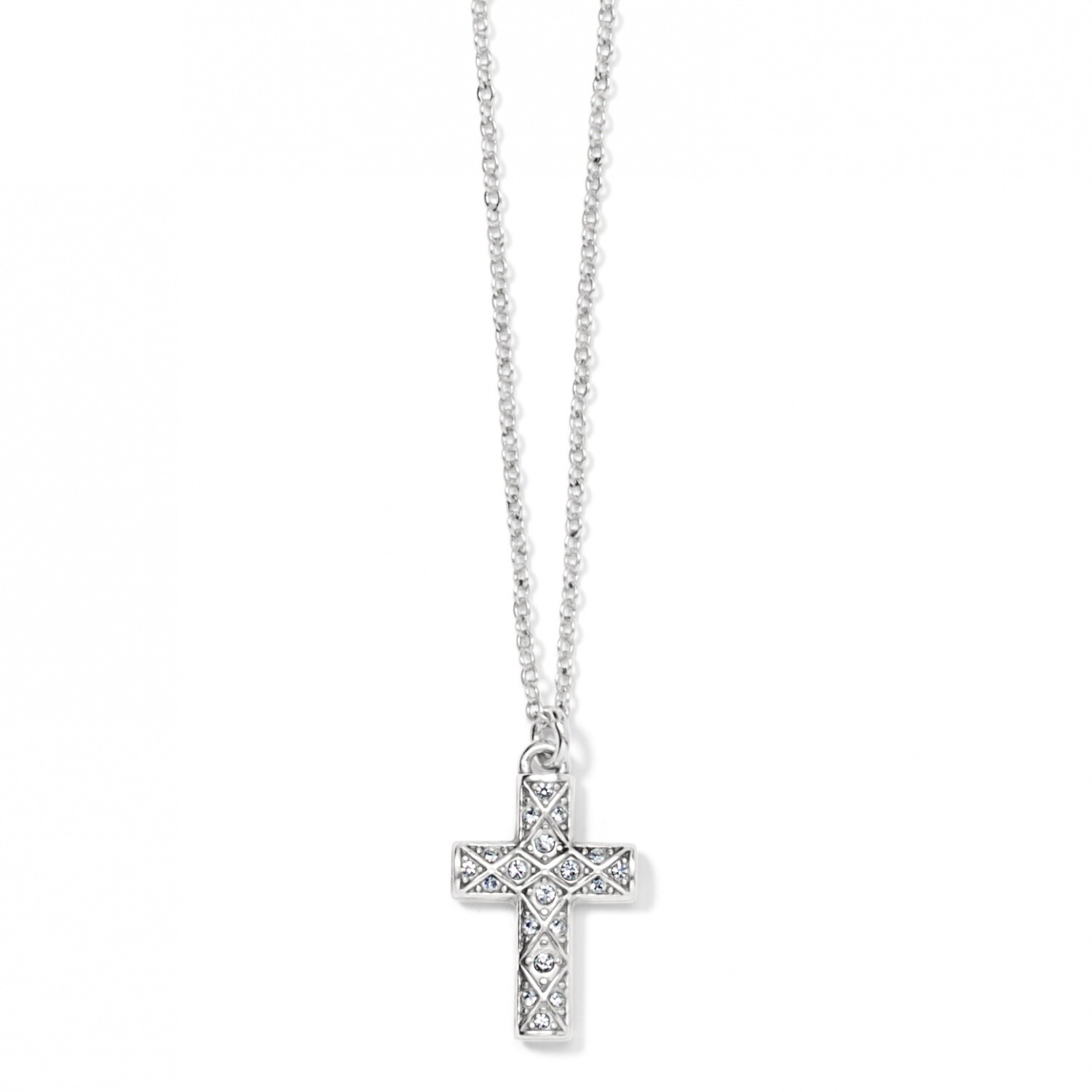 Diamond Cross Necklace - Silver