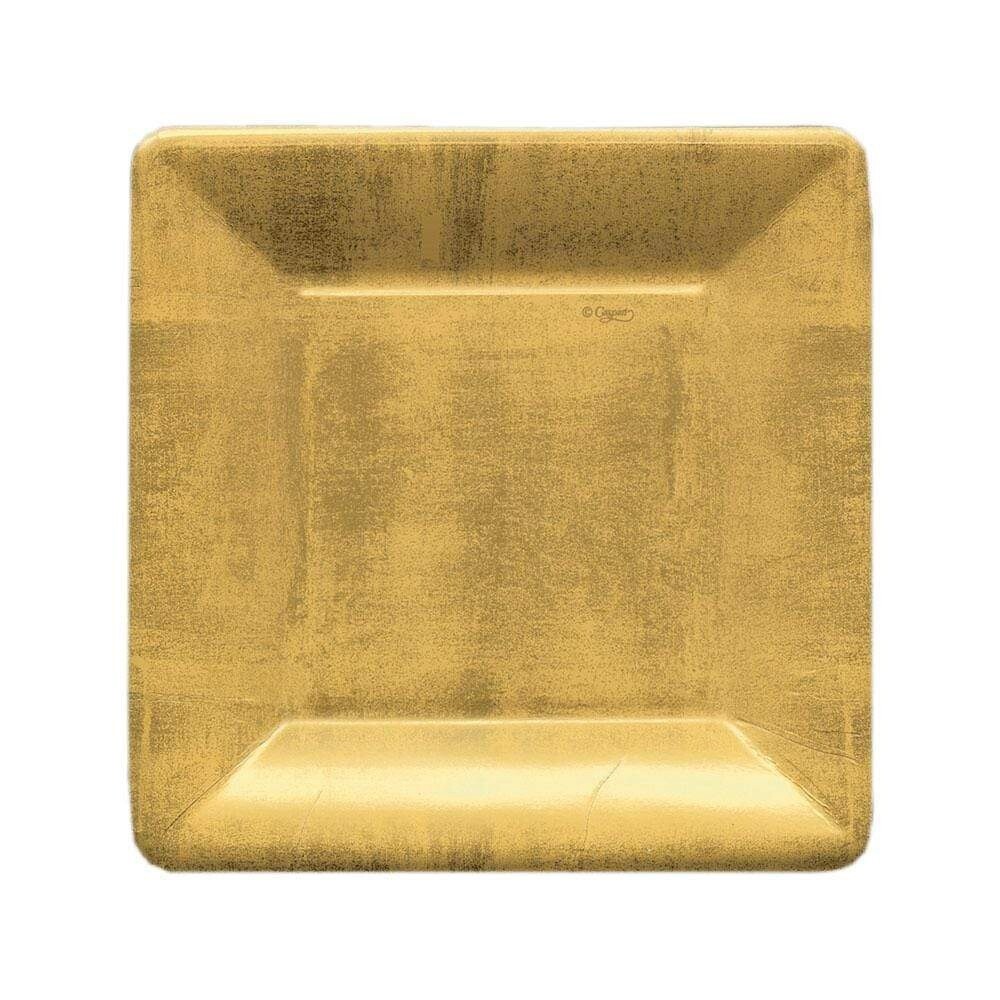 Gold Leaf Square Paper Salad &amp; Dessert Plates