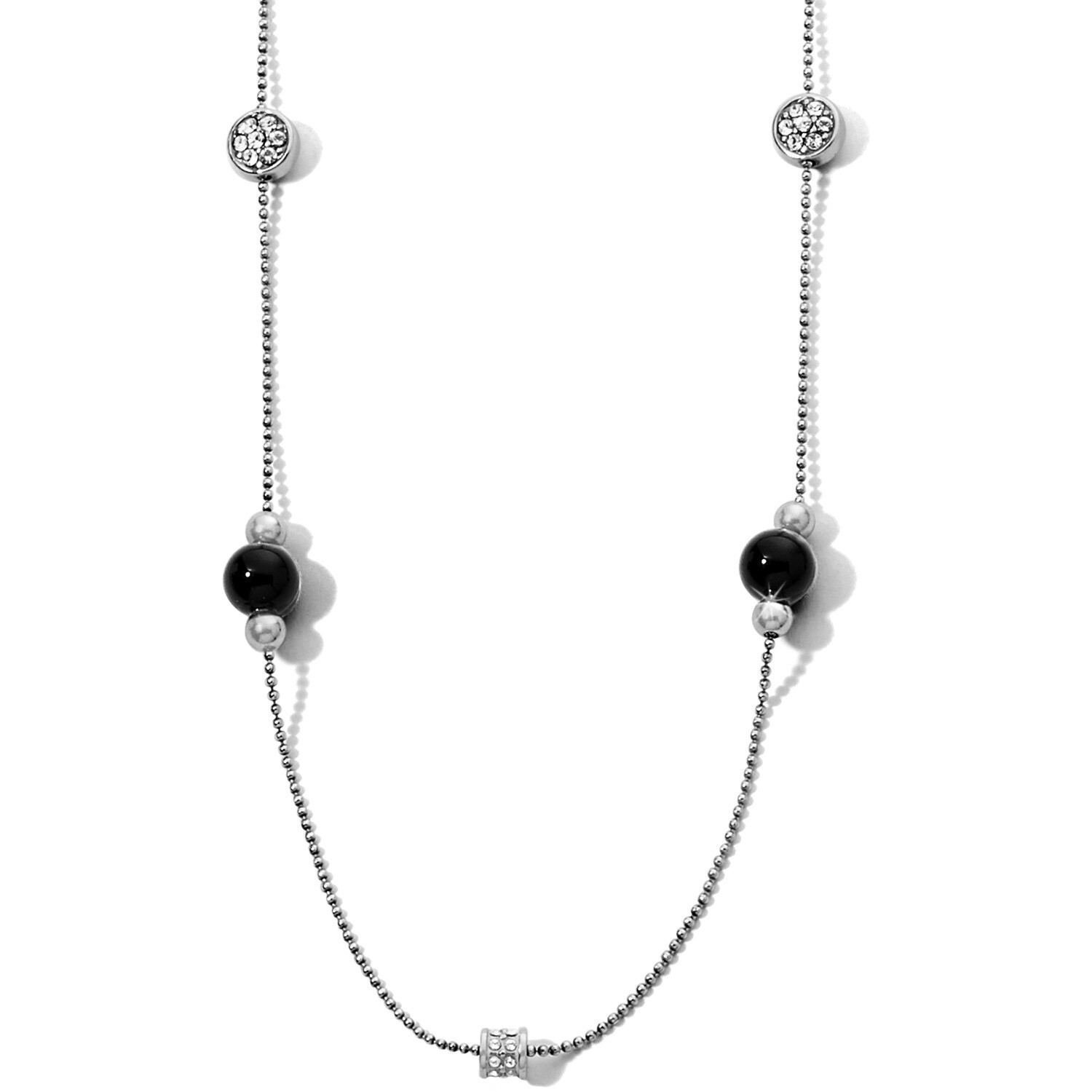 Meridian Prime Long Necklace - Silver Black