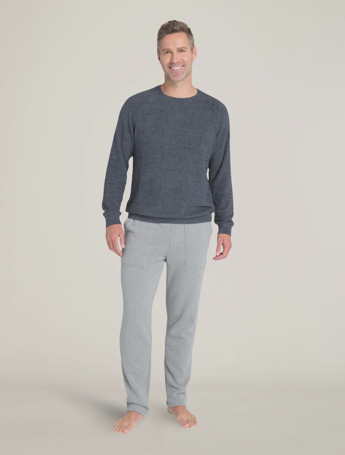 CozyChic Lite® Men&#39;s Raglan Pullover - Heathered Indigo/Pacific Blue