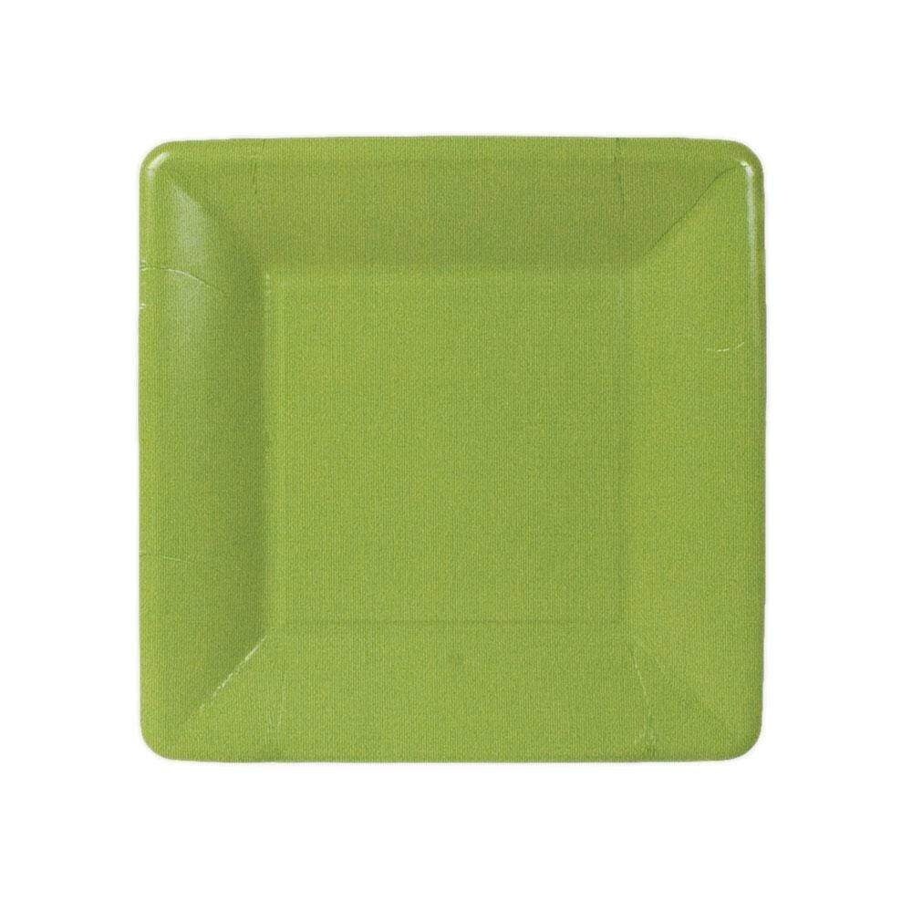 Grosgrain Square Paper Salad &amp; Dessert Plates in Moss Green