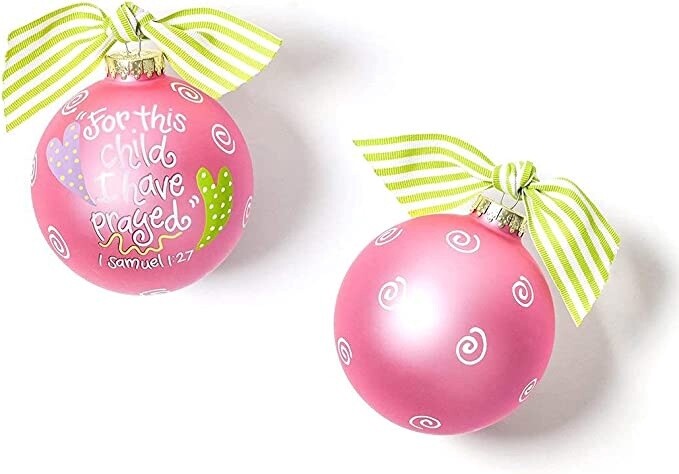 For This Child Pink Glass Ornament