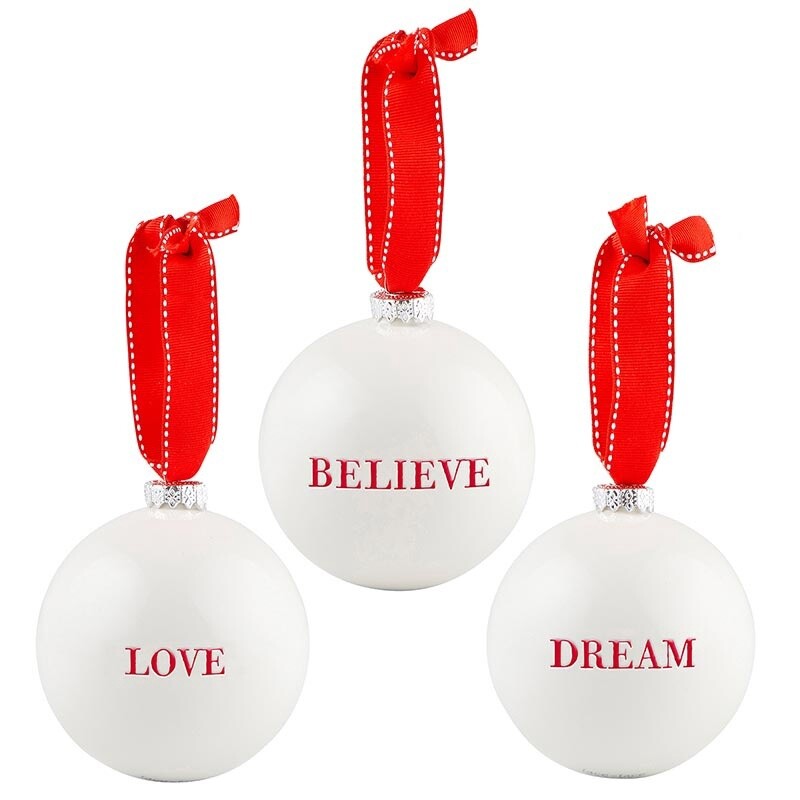 Ornament Set 3-pc. - Believe/Love/Dream