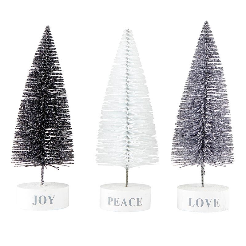 Holiday Bottle Brush Tree Tops Glisten 3-pc.