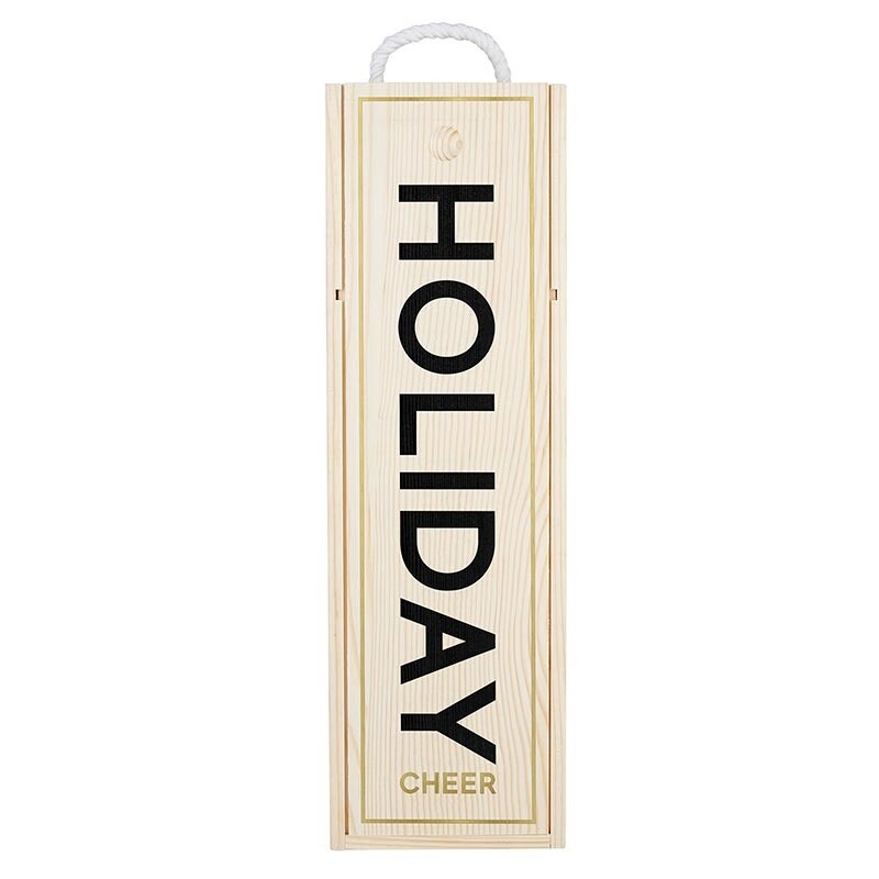 Holiday Cheer Wood Wine Box