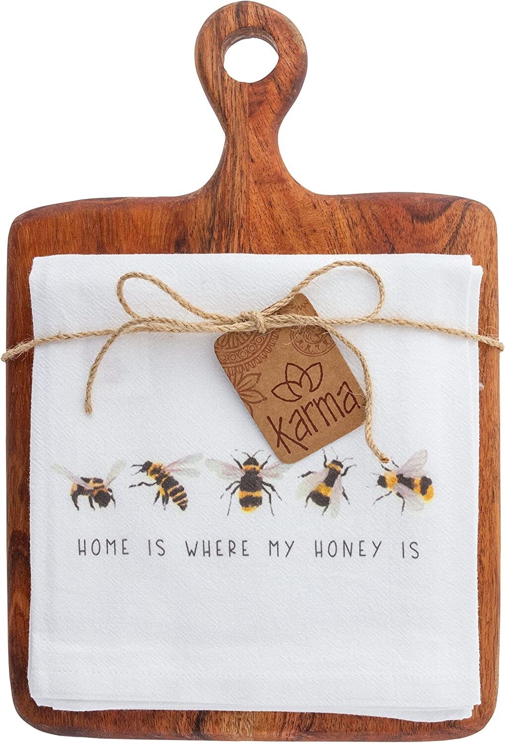 Cotton Tea Towel w/ Cutting Board - Bee