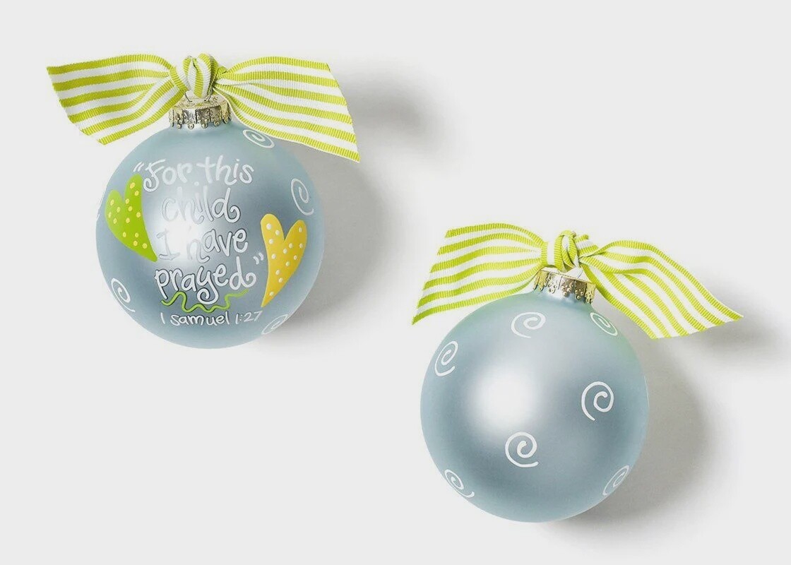 For This Child Blue Glass Ornament