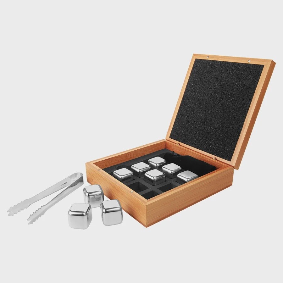 Whiskey Stones Gift Set in Bamboo Box