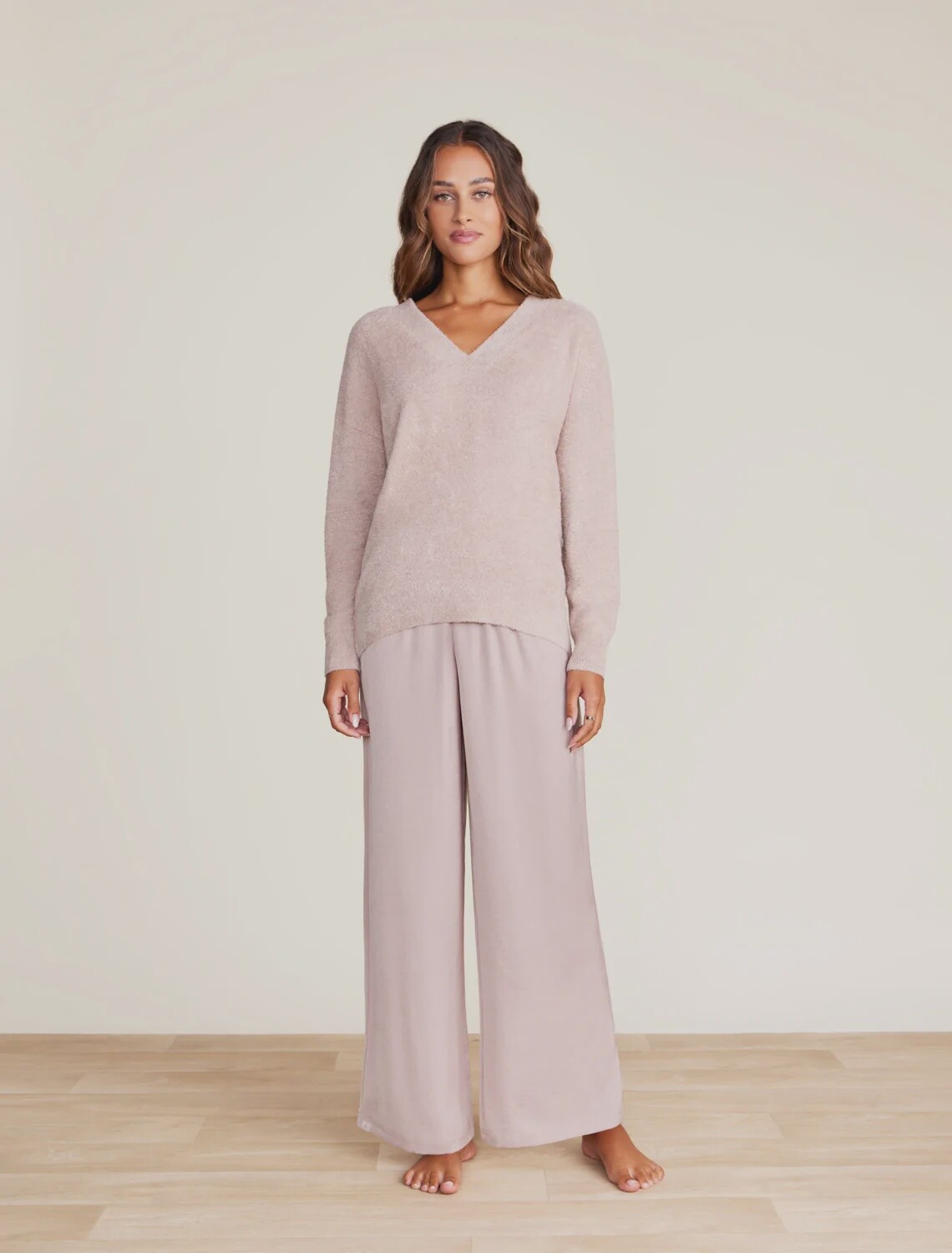 CozyChic Lite® V-Neck Seamed Pullover - Pink Clay