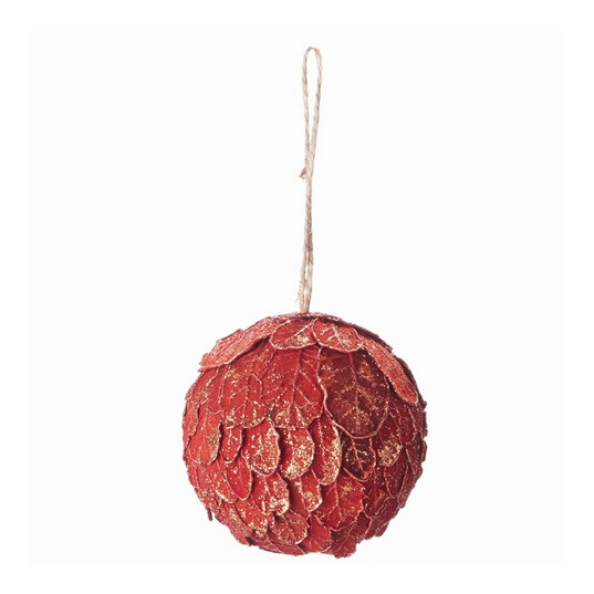 LEAF BALL ORNAMENT 3.5&quot;
